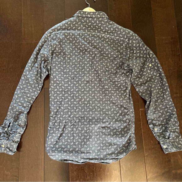 Zara Blue Printed Button Up Long Sleeve Slim Fit Dress Shirt Size M - Picture 4 of 4